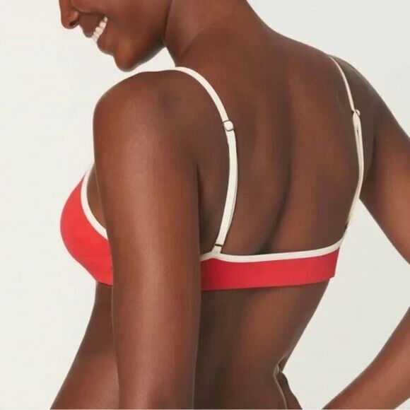 Andie The Bells Swim Bikini Top Women's XL Red Poppy Nylon Stretch Swimwear - Picture 2 of 9